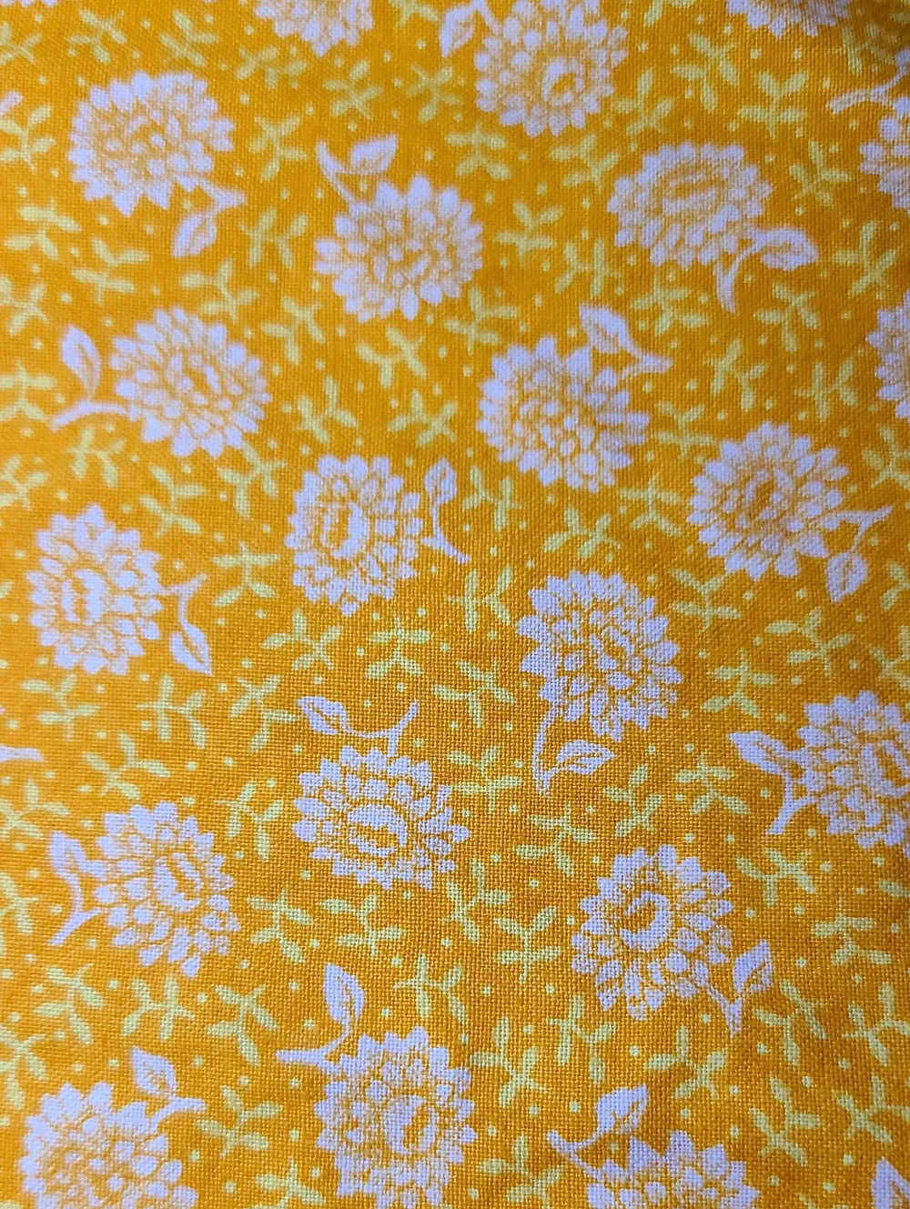Fabric Orange White Flowers, Over 4 Yards, Sewing Quilting Crafting Cotton